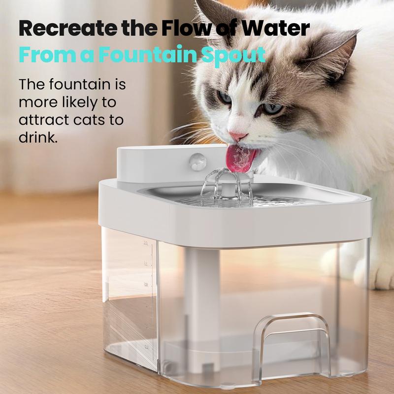 Fuente de agua para gatos 2026 con control APP Wi-Fi 2.4G, batería de 5000mAh, separación de agua limpia y residual, sin filtro, dispensador automático enchufable para mascotas.