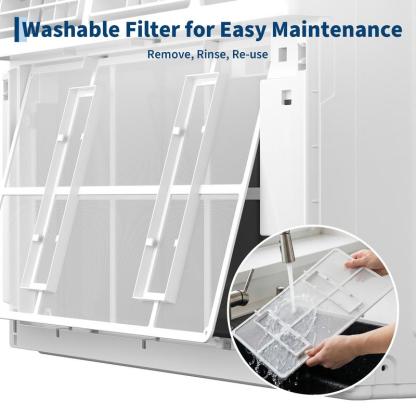 Aire acondicionado de ventana 8000 BTU, ahorrador de energía, 3 modos (Frío, Deshumidificación y Ventilador), control de velocidad, para habitaciones, oficina y hogar, enfría hasta 33 m², 115 V