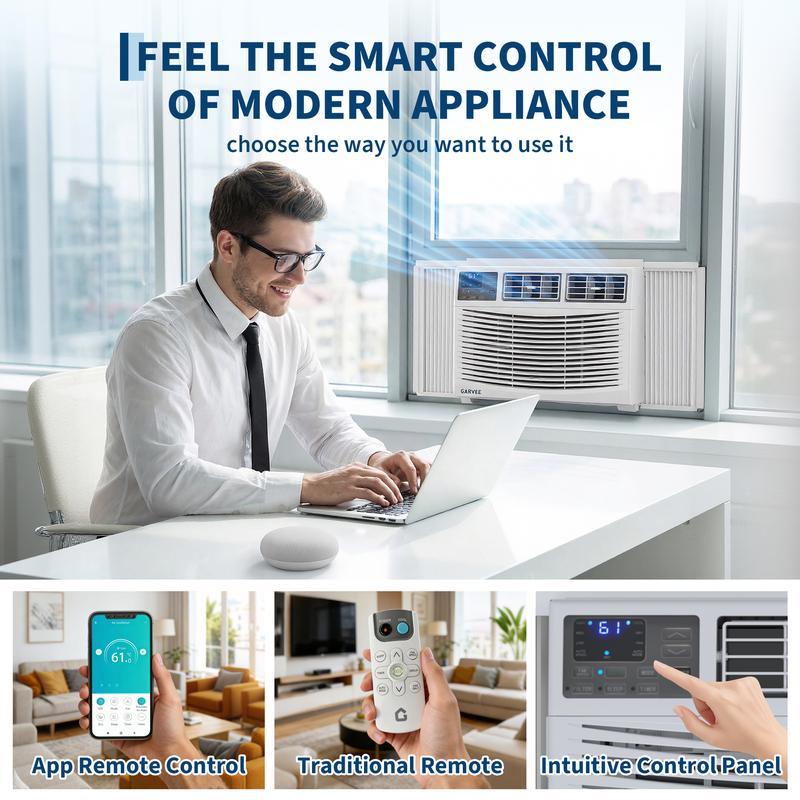 Aire acondicionado de ventana 8000 BTU, ahorrador de energía, 3 modos (Frío, Deshumidificación y Ventilador), control de velocidad, para habitaciones, oficina y hogar, enfría hasta 33 m², 115 V