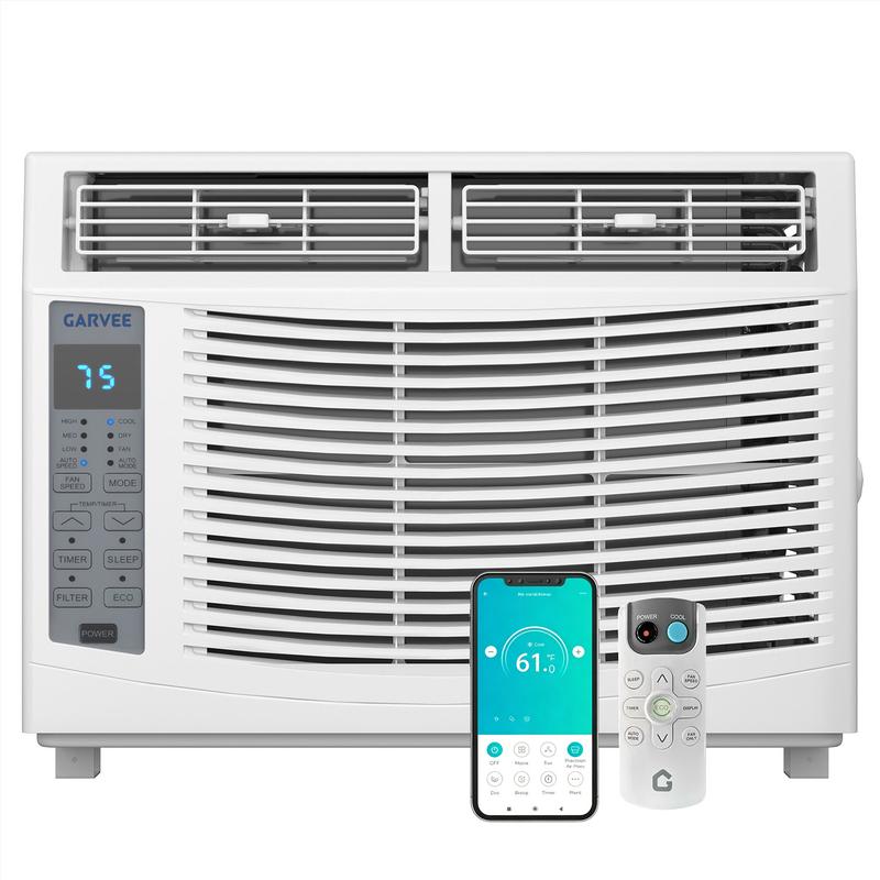 Aire acondicionado de ventana 8000 BTU, ahorrador de energía, 3 modos (Frío, Deshumidificación y Ventilador), control de velocidad, para habitaciones, oficina y hogar, enfría hasta 33 m², 115 V