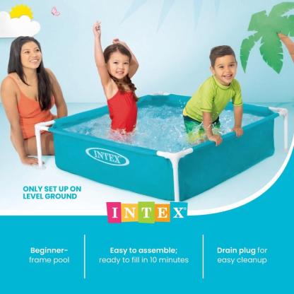 Alberca mini con marco de 4 ft x 12 in para niños principiantes, de 3 años en adelante, color azul