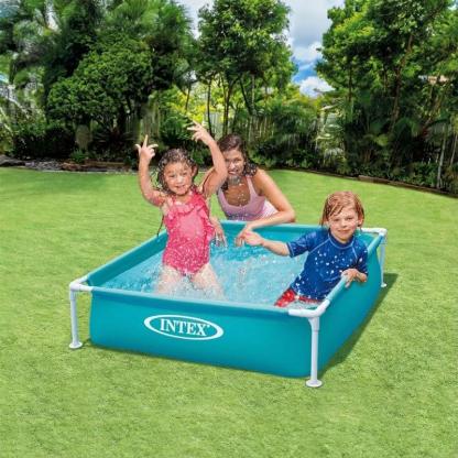 Alberca mini con marco de 4 ft x 12 in para niños principiantes, de 3 años en adelante, color azul