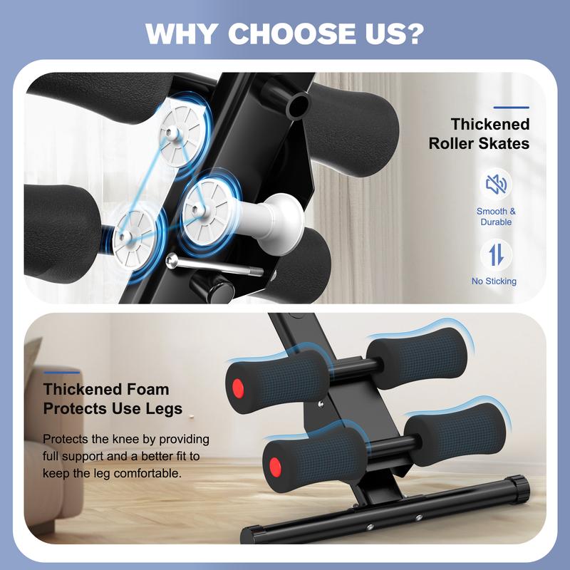 Relife Sports Máquina Ajustable y Plegable para Abdominales con Monitor LCD, Bandas de Resistencia y Protección para Rodillas