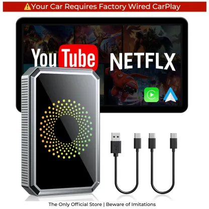 Adaptador CarPlay Inalámbrico con Android para Netflix, YouTube y TikTok Compatible con CarPlay Cableado