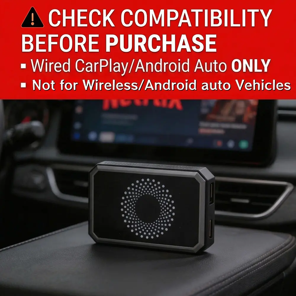 Adaptador CarPlay Inalámbrico con Android para Netflix, YouTube y TikTok Compatible con CarPlay Cableado