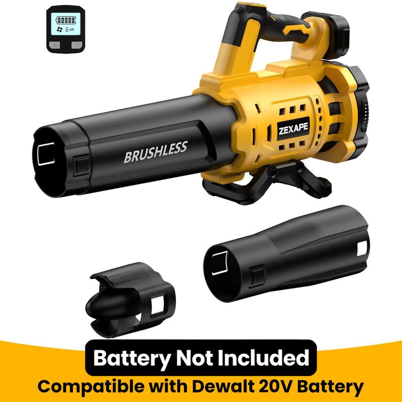 Sopladora Inalámbrica sin Batería, Motor Sin Escobillas, Compatible con Baterías DeWalt 20V, Milwaukee 18V y Makita 18V, 480 CFM, 6 Velocidades, Pantalla Digital para Jardín
