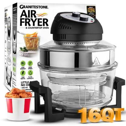 Freidora de aire Granitestone de 16 cuartos, extragrande – cocción crujiente sin aceite para comidas más saludables.