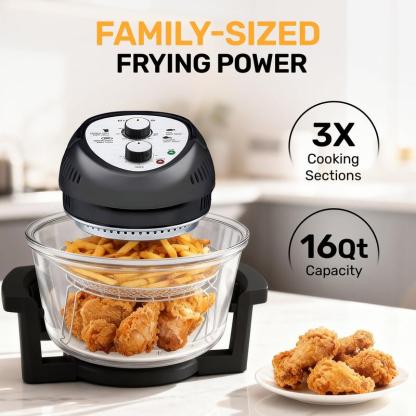 Freidora de aire Granitestone de 16 cuartos, extragrande – cocción crujiente sin aceite para comidas más saludables.