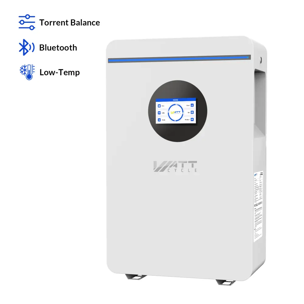 Batería LiFePO4 de 48V 100Ah 5.12kWh para respaldo de energía en el hogar, montaje en pared, con Bluetooth, ciclo profundo y compatible con sistema solar