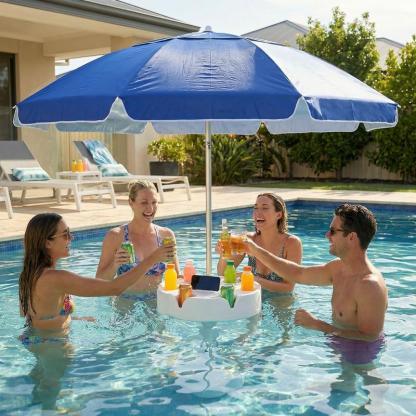 Sombrilla flotante para piscina con mesa y portavasos ideal para playa alberca y verano