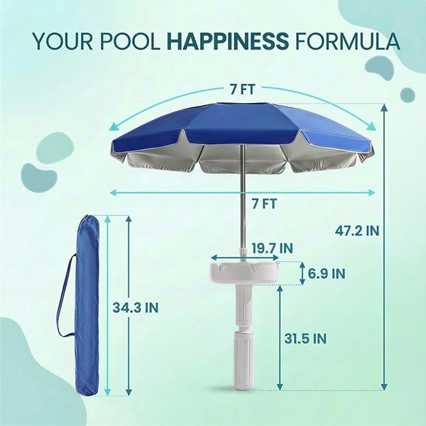 Sombrilla flotante para piscina con mesa y portavasos ideal para playa alberca y verano