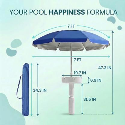 Sombrilla flotante para piscina con mesa y portavasos ideal para playa alberca y verano
