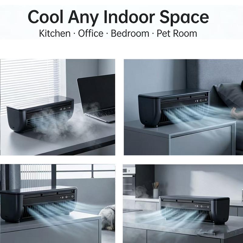 Ventilador portátil con niebla, chip de enfriamiento, recargable, 6000 mAh, con control remoto