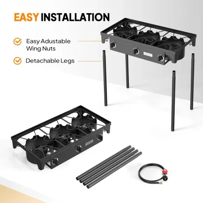 Estufa de gas de propano para exterior, 1/2/3 quemadores, hasta 225,000 BTU, con regulador CSA, ideal para camping y cocina al aire lib