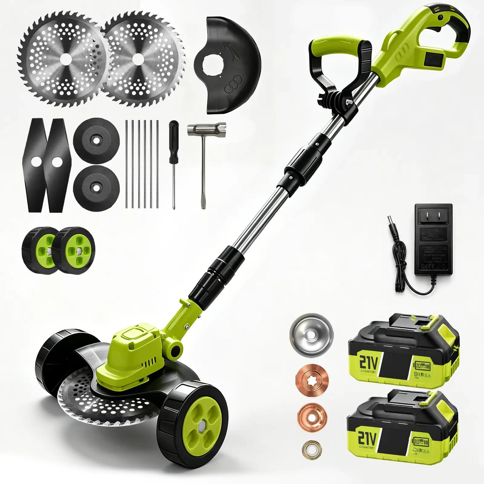 Cortacésped inalámbrico 3 en 1 para jardín (corta, recorta y perfila), con 2 baterías de 21V, ligero para patios pequeños y medianos, regalo ideal para el Día del Padre.
