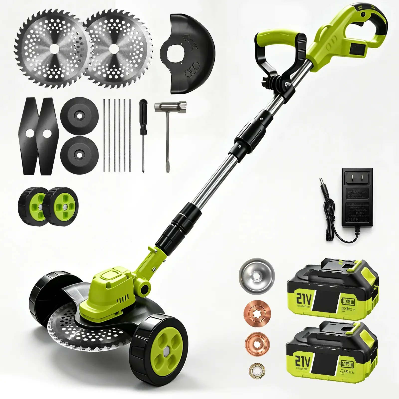 Cortacésped inalámbrico 3 en 1 para jardín (corta, recorta y perfila), con 2 baterías de 21V, ligero para patios pequeños y medianos, regalo ideal para el Día del Padre.