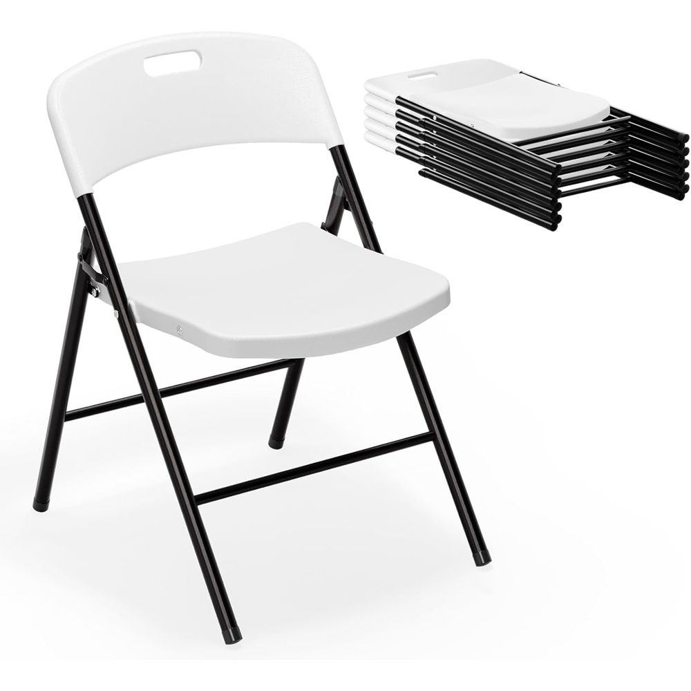 Envío GRATIS Paquete De 6 Sillas Plegables Blancas 87cm Altura 47cm Ancho 54cm Largo Estructura De Acero Sólido Para Eventos Y Uso Cotidiano
