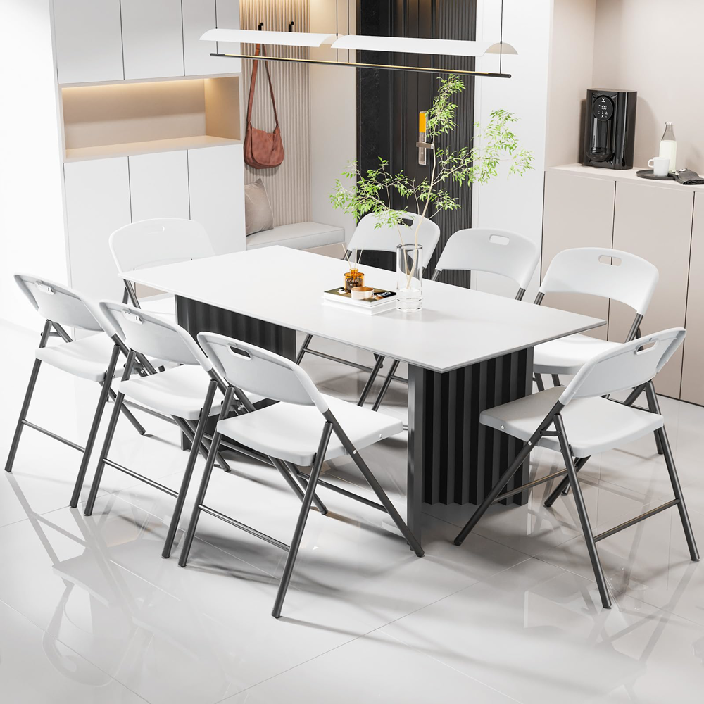 Envío GRATIS Paquete De 6 Sillas Plegables Blancas 87cm Altura 47cm Ancho 54cm Largo Estructura De Acero Sólido Para Eventos Y Uso Cotidiano