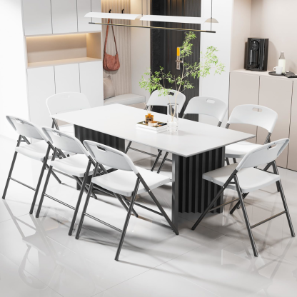 Envío GRATIS Paquete De 6 Sillas Plegables Blancas 87cm Altura 47cm Ancho 54cm Largo Estructura De Acero Sólido Para Eventos Y Uso Cotidiano