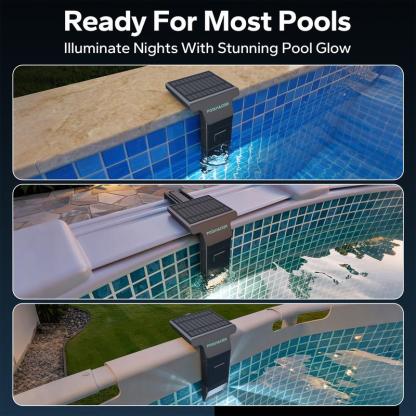 Luz solar para alberca con control remoto, compatible con albercas enterradas y elevadas, diseño sumergible e impermeable, ideal para iluminación decorativa de piscinas