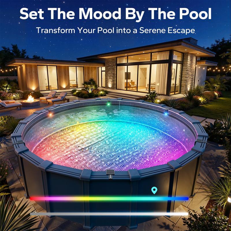 Luz solar para alberca con control remoto, compatible con albercas enterradas y elevadas, diseño sumergible e impermeable, ideal para iluminación decorativa de piscinas