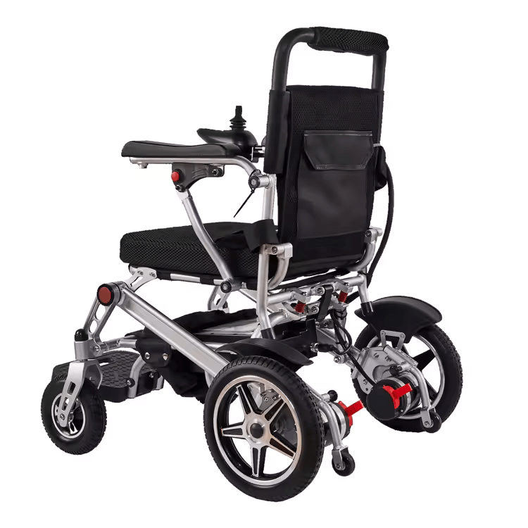 Silla de ruedas eléctrica plegable superligera lista para viajar, solo 43 libras