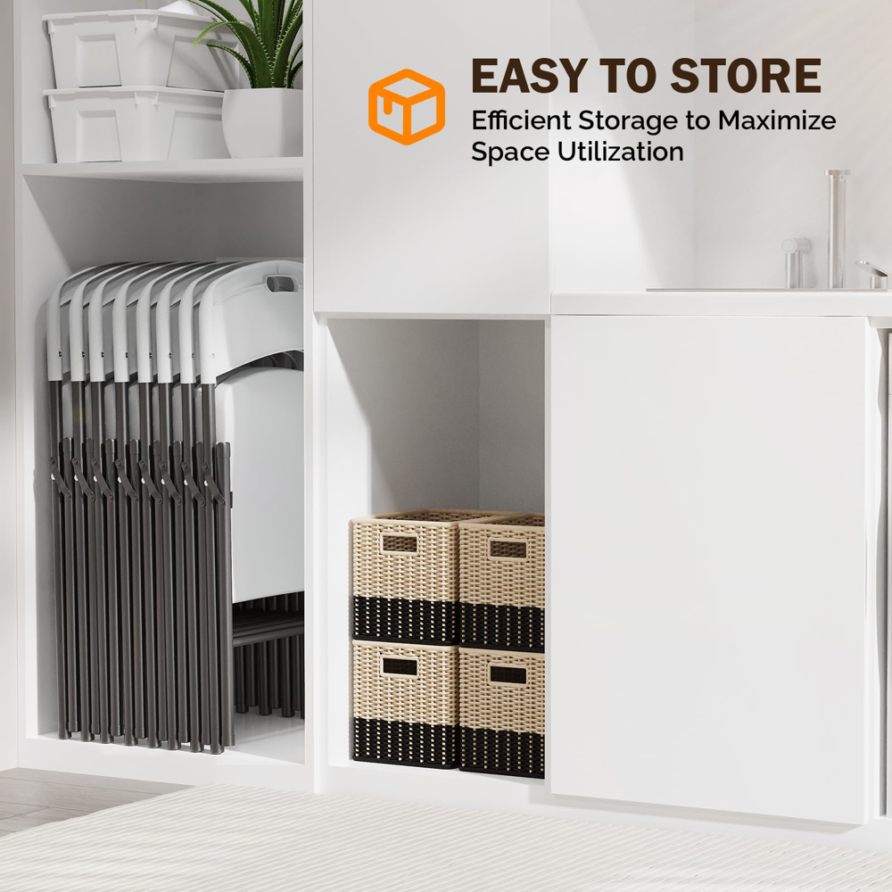 Envío GRATIS Paquete De 6 Sillas Plegables Blancas 87cm Altura 47cm Ancho 54cm Largo Estructura De Acero Sólido Para Eventos Y Uso Cotidiano