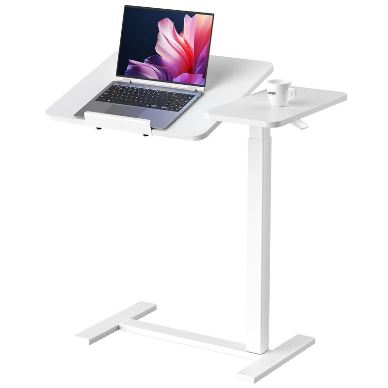 Mesa Auxiliar Ajustable para Cama con Ruedas, Escritorio Móvil para Laptop y PC, Altura Regulable, Tablero Inclinable, Mesa Rodante para Trabajo, Estudio y Oficina en Casa