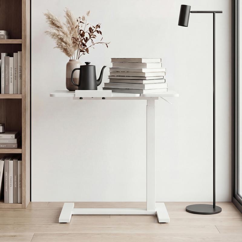 Mesa Auxiliar Ajustable para Cama con Ruedas, Escritorio Móvil para Laptop y PC, Altura Regulable, Tablero Inclinable, Mesa Rodante para Trabajo, Estudio y Oficina en Casa