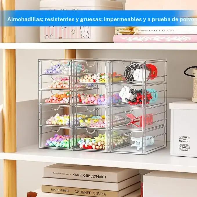 Caja de almacenaje acrílica transparente apilable con 13 cajones, organizador versátil para baño, tocador, armarios de cocina, despensa y contenedores de almacenaje para organización del hogar