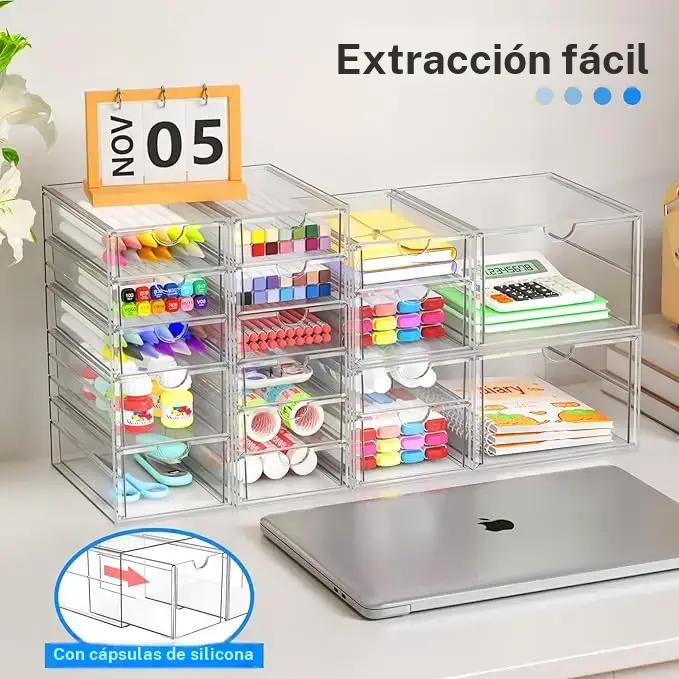 Caja de almacenaje acrílica transparente apilable con 13 cajones, organizador versátil para baño, tocador, armarios de cocina, despensa y contenedores de almacenaje para organización del hogar