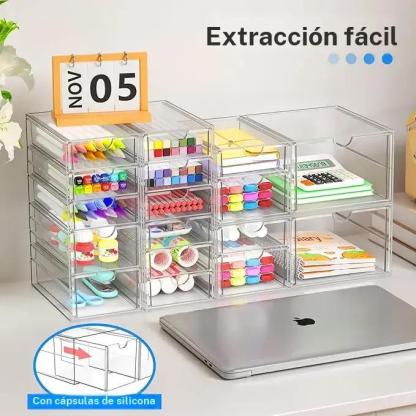 Caja de almacenaje acrílica transparente apilable con 13 cajones, organizador versátil para baño, tocador, armarios de cocina, despensa y contenedores de almacenaje para organización del hogar