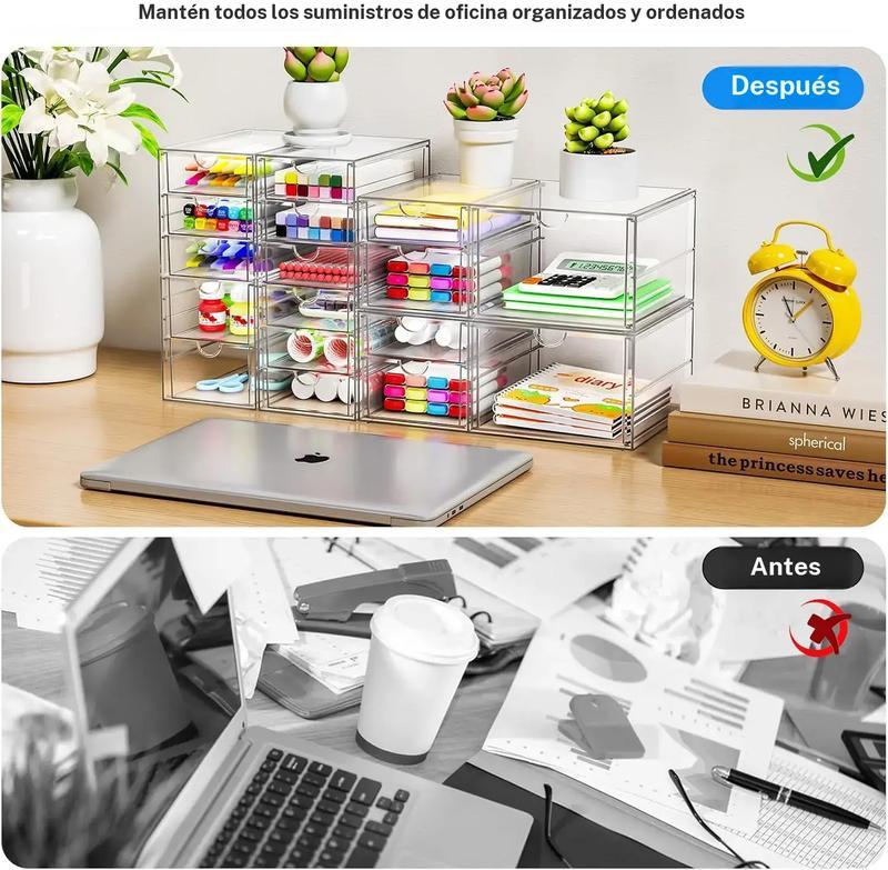 Caja de almacenaje acrílica transparente apilable con 13 cajones, organizador versátil para baño, tocador, armarios de cocina, despensa y contenedores de almacenaje para organización del hogar