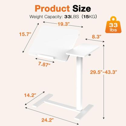 Mesa Auxiliar Ajustable para Cama con Ruedas, Escritorio Móvil para Laptop y PC, Altura Regulable, Tablero Inclinable, Mesa Rodante para Trabajo, Estudio y Oficina en Casa