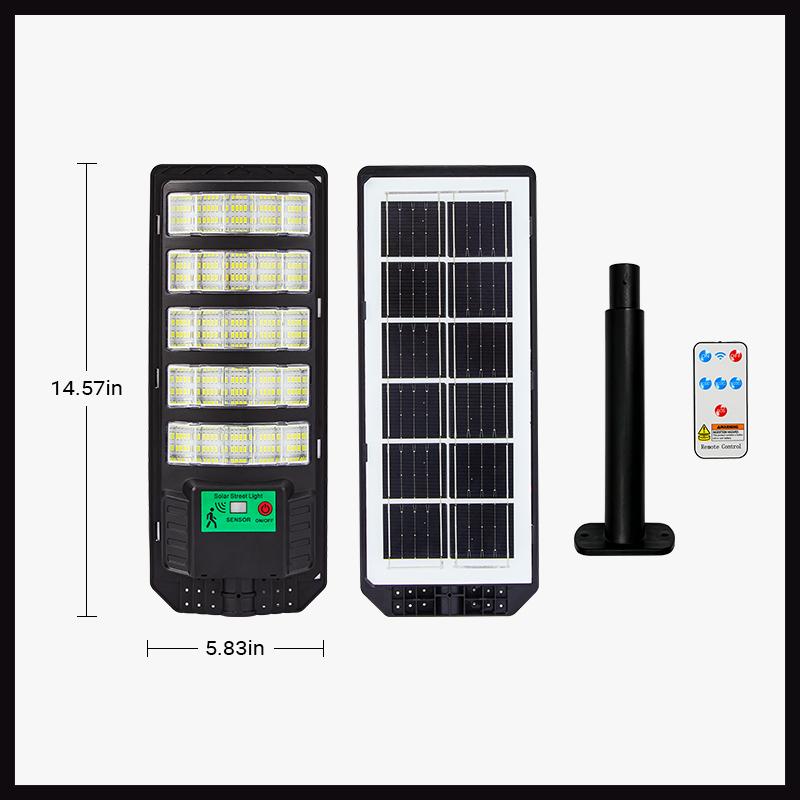 Luz Solar para Calle Exterior Mejorada, LED 5730 SMD de 120 lm/W, Panel Monocristalino, Batería LiFePO4 e Impermeable IP65 para Patio, Jardín, Calle y Garaje