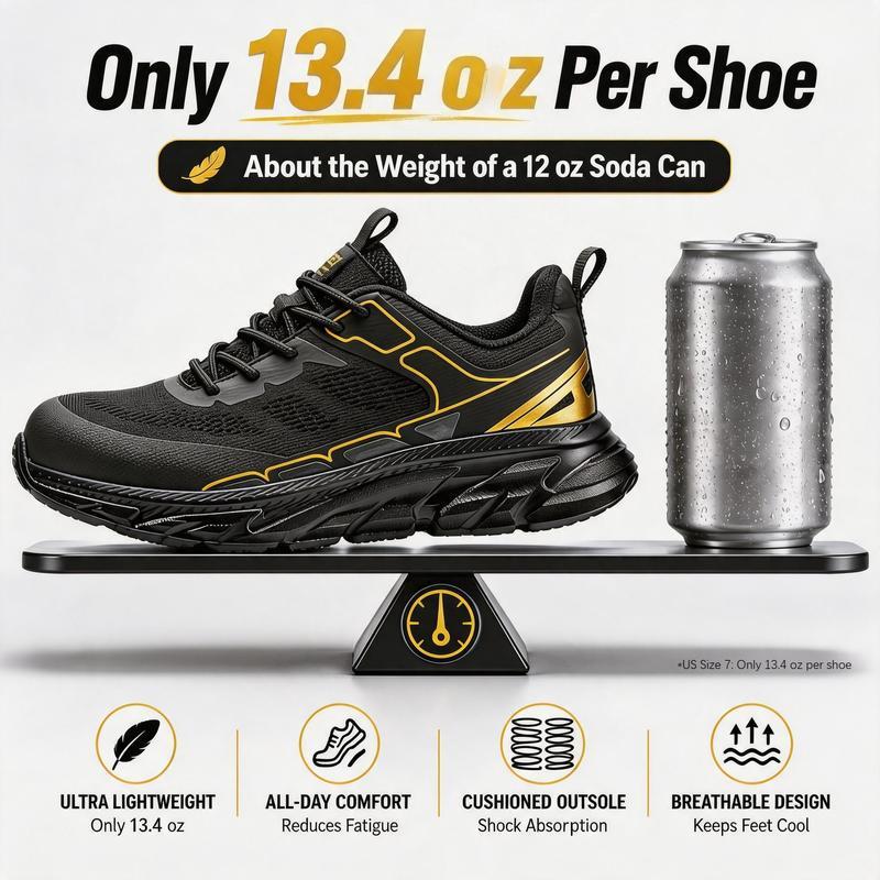 Zapatos de Seguridad con Punta de Acero para Hombre y Mujer, Ligeros y Transpirables, Antiperforación, Antigolpes, Suela EVA para Trabajo Industrial y Exterior