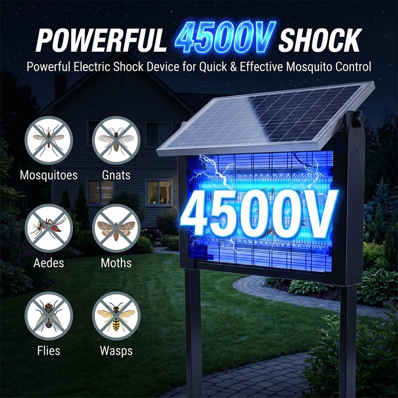 Lámpara Mata Mosquitos Electrónica Recargable de 20W para Exterior, Impermeable, con 3 Tubos UV, Batería de 6000mAh y Doble Método de Carga, Ideal para Patio, Jardín y Camping