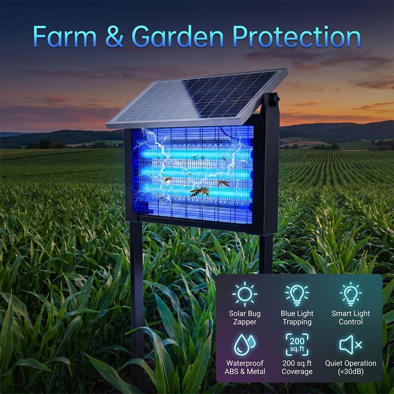 Lámpara Mata Mosquitos Electrónica Recargable de 20W para Exterior, Impermeable, con 3 Tubos UV, Batería de 6000mAh y Doble Método de Carga, Ideal para Patio, Jardín y Camping