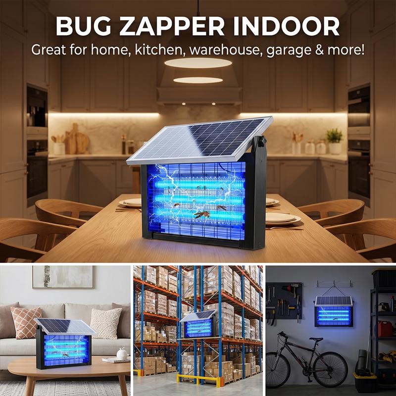 Lámpara Mata Mosquitos Electrónica Recargable de 20W para Exterior, Impermeable, con 3 Tubos UV, Batería de 6000mAh y Doble Método de Carga, Ideal para Patio, Jardín y Camping