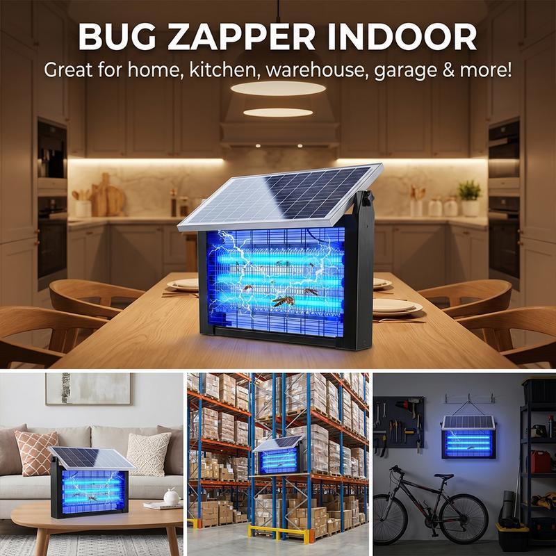 Lámpara Mata Mosquitos Electrónica Recargable de 20W para Exterior, Impermeable, con 3 Tubos UV, Batería de 6000mAh y Doble Método de Carga, Ideal para Patio, Jardín y Camping