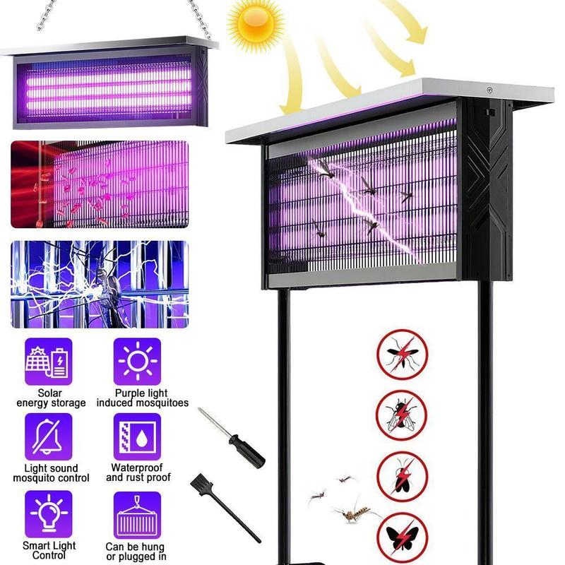 Lámpara Mata Mosquitos Electrónica Recargable de 20W para Exterior, Impermeable, con 3 Tubos UV, Batería de 6000mAh y Doble Método de Carga, Ideal para Patio, Jardín y Camping
