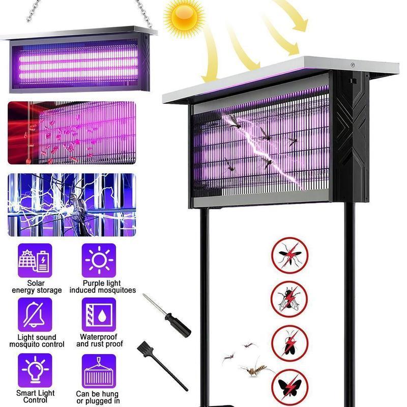 Lámpara Mata Mosquitos Electrónica Recargable de 20W para Exterior, Impermeable, con 3 Tubos UV, Batería de 6000mAh y Doble Método de Carga, Ideal para Patio, Jardín y Camping