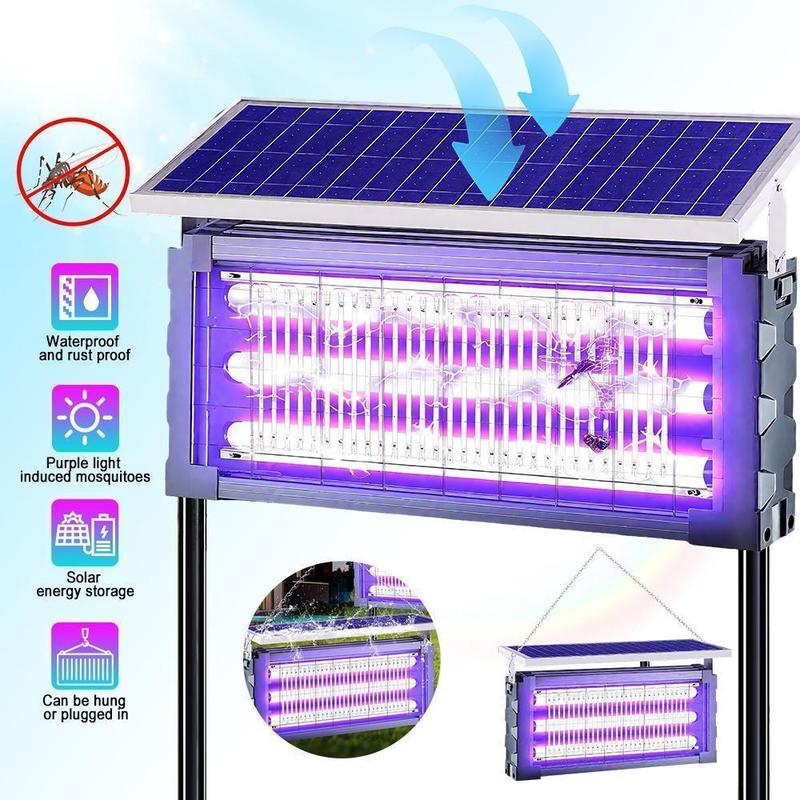 Lámpara Mata Mosquitos Electrónica Recargable de 20W para Exterior, Impermeable, con 3 Tubos UV, Batería de 6000mAh y Doble Método de Carga, Ideal para Patio, Jardín y Camping