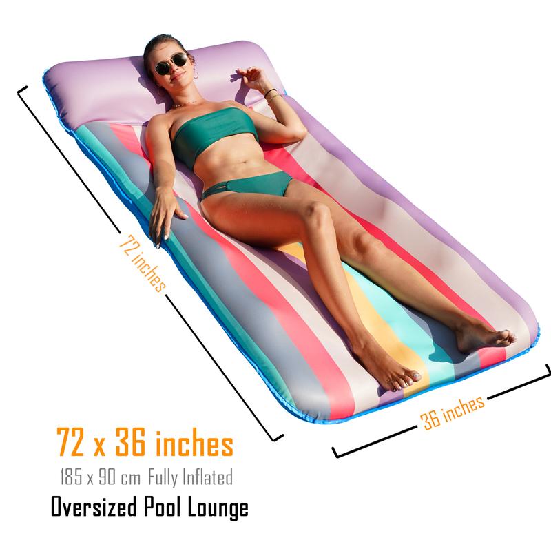 Flotador Gigante 183x97 cm con Reposacabezas, Camastro Inflable para Alberca para Adultos