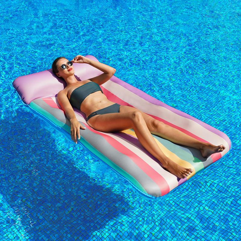 Flotador Gigante 183x97 cm con Reposacabezas, Camastro Inflable para Alberca para Adultos