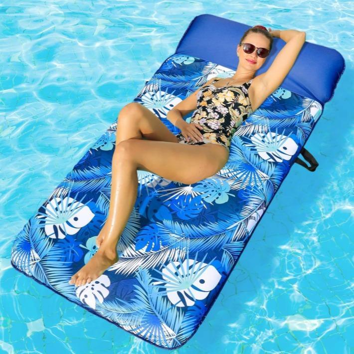 Flotador Gigante 183x97 cm con Reposacabezas, Camastro Inflable para Alberca para Adultos