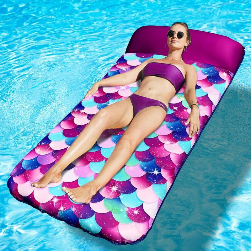 Flotador Gigante 183x97 cm con Reposacabezas, Camastro Inflable para Alberca para Adultos
