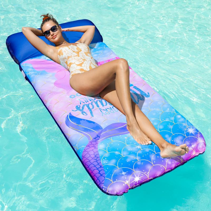 Flotador Gigante 183x97 cm con Reposacabezas, Camastro Inflable para Alberca para Adultos