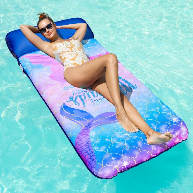 Flotador Gigante 183x97 cm con Reposacabezas, Camastro Inflable para Alberca para Adultos