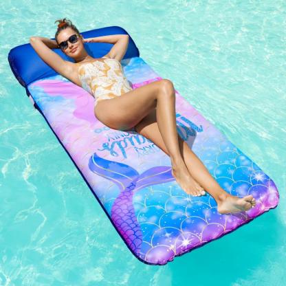 Flotador Gigante 183x97 cm con Reposacabezas, Camastro Inflable para Alberca para Adultos